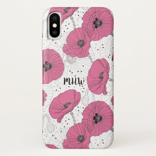 Mohnanhörer-Blume für kundenspezifische Monogramm- Case-Mate iPhone Hülle (Rückseite)
