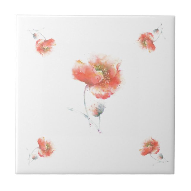 Mohnanstrich Keramik Fliese (Vorderseite)