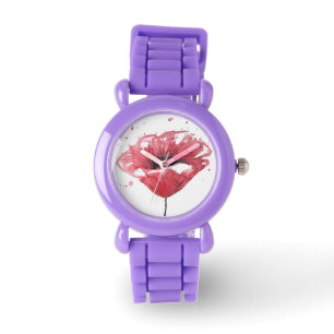 Mohnblume, Aquarell Armbanduhr