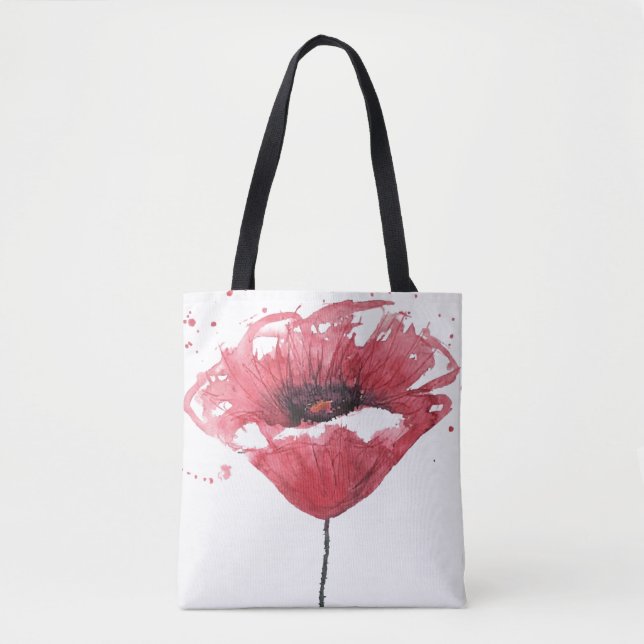 Mohnblume, Aquarell Tasche (Vorderseite)