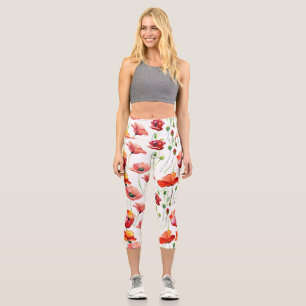 Mohnblume: Einfach Nahtloser Hintergrund. Capri Leggings