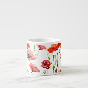 Mohnblume: Einfach Nahtloser Hintergrund. Espressotasse