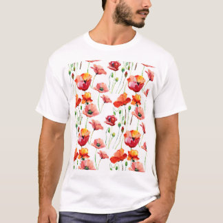 Mohnblume: Einfach Nahtloser Hintergrund. T-Shirt