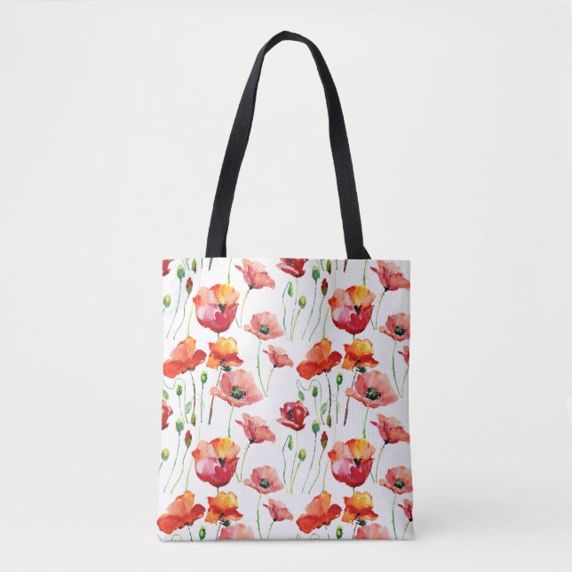 Mohnblume: Einfach Nahtloser Hintergrund. Tasche (Vorderseite)
