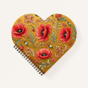 Mohnblume fleur goldenes Design Notizbuch