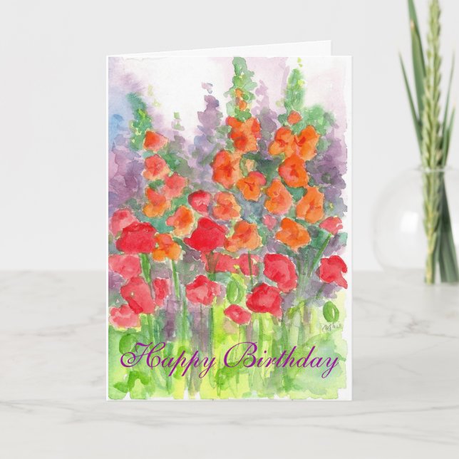 Mohnblume Gladiola Blumewatercolor-alles Gute zum Dankeskarte (Vorderseite)