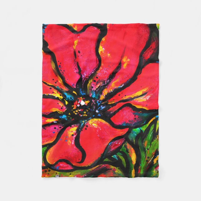 Mohnblume I Fleecedecke (Vorderseite)