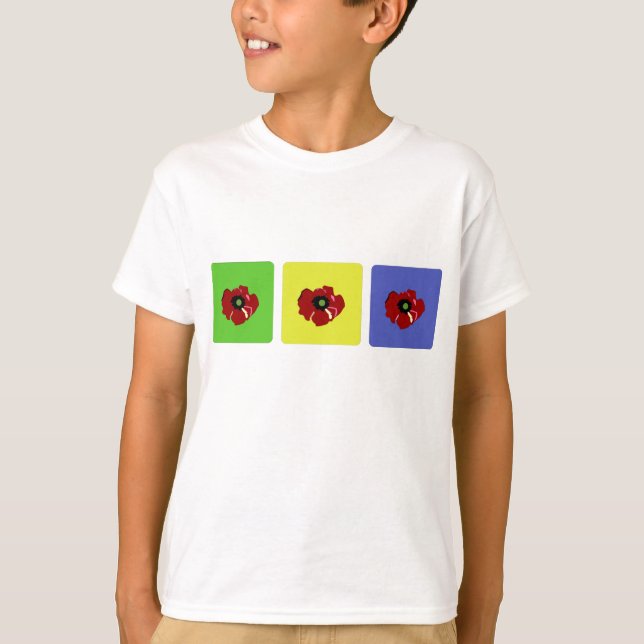 Mohnblume in farbigem Quadrat-Shirt T-Shirt (Vorderseite)