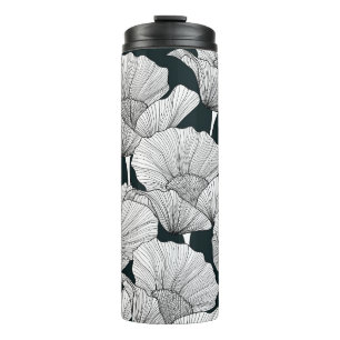 Mohnblume, Schwarz-weiße Blume. Thermosbecher