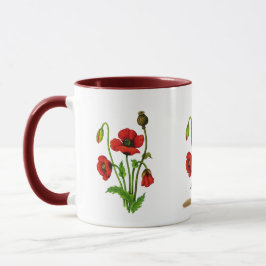 Mohnblume und ein Welpe Tasse