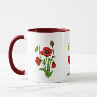 Mohnblume und ein Welpe Tasse