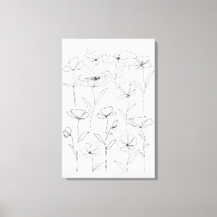 Mohnblume Wildblume Schwarz-Weiß-Minimal-Blüte Leinwanddruck