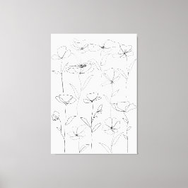 Mohnblume Wildblume Schwarz-Weiß-Minimal-Blüte Leinwanddruck