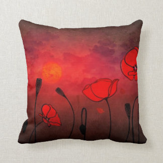 Mohnblumen am Sonnenuntergang Kissen