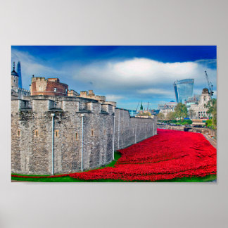 Mohnblumen am Tower Of London Rote Mohnblume Poster
