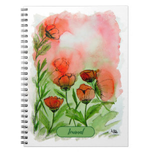Mohnblumen Aquarell - Notizblock