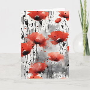 Mohnblumen - Aquarellblumen Karte