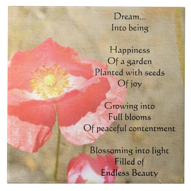 Mohnblumen-Ausdruck-Glück-Gedicht-Keramik-Fliese Fliese (Vorderseite)