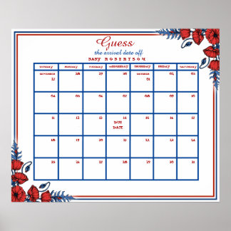 Mohnblumen-Baby-Shower-Vermutung-fällig-zu-Datum-K Poster