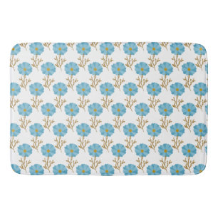 Mohnblumen Blau Weiß Badematte