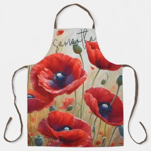 Mohnblumen blühen Schürze - Personalisiertes Namen
