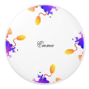 Mohnblumen Blume Aquarell Individuelle Name Keramikknauf