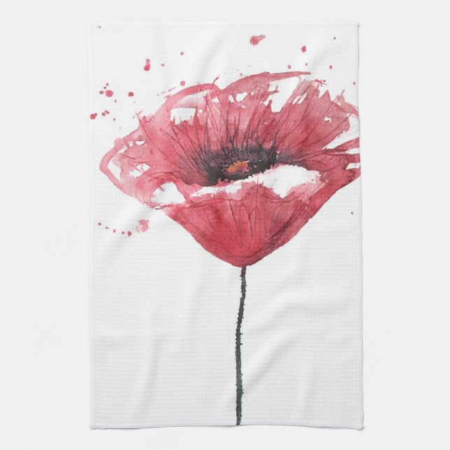 Mohnblumen-Blume, Watercolor Handtuch (Vertikal)