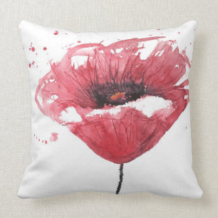Mohnblumen-Blume, Watercolor Kissen