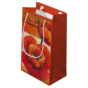 Mohnblumen-Blumen auf TAN und orange Hintergrund Kleine Geschenktüte