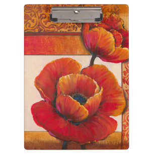 Mohnblumen-Blumen auf TAN und orange Hintergrund Klemmbrett