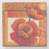 Mohnblumen-Blumen auf TAN und orange Hintergrund