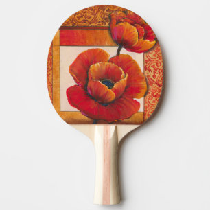 Mohnblumen-Blumen auf TAN und orange Hintergrund Tischtennis Schläger
