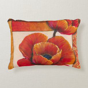Mohnblumen-Blumen auf TAN und orange Hintergrund Zierkissen