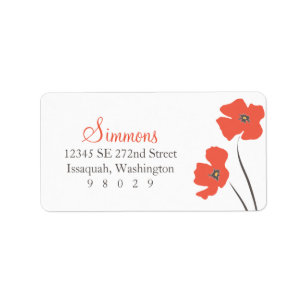 Mohnblumen-Blüten-Adressen-Etikett Adressaufkleber