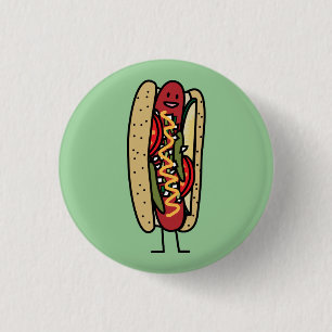 Mohnblumen-Brötchensenf des Chicago-Art-Würstche Button