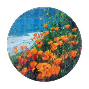 Mohnblumen entlang der Pazifikküste bei Big Sur Schneidebrett