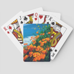 Mohnblumen entlang der Pazifikküste bei Big Sur Spielkarten