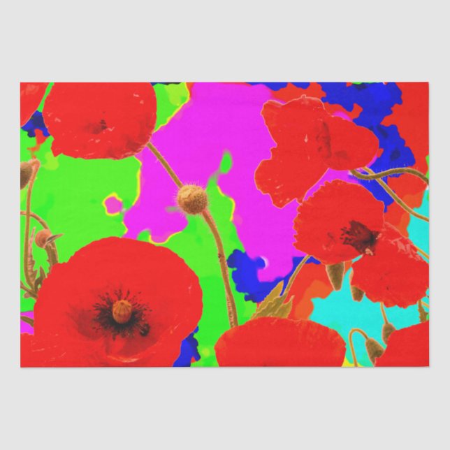 Mohnblumen Farbenprächtige Helle Kunst, Dichtung u Seidenpapier (Vorderseite)
