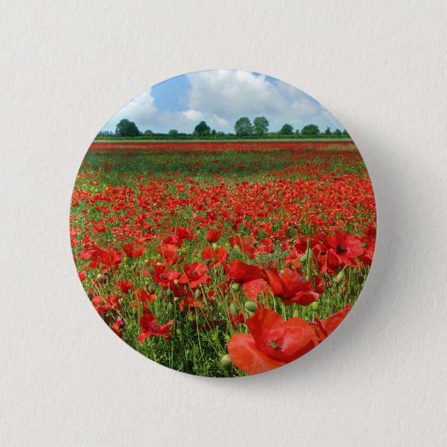 Mohnblumen-Felder Button (Vorderseite)