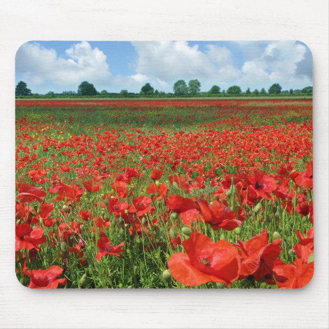Mohnblumen-Felder Mousepad (Vorne)