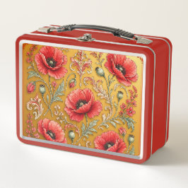 Mohnblumen goldenes Design Metall Brotdose