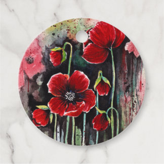 Mohnblumen in Aquarellen Geschenkanhänger