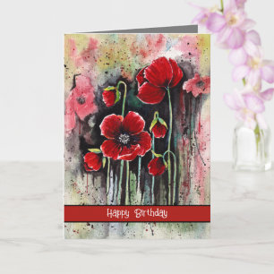 Mohnblumen in Aquarellen Karte