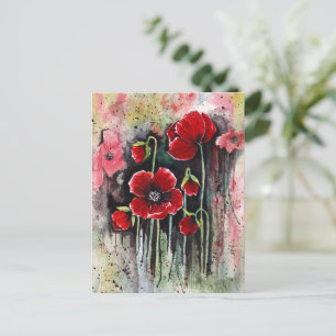 Mohnblumen in Aquarellen Postkarte