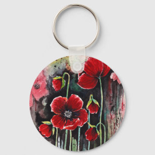 Mohnblumen in Aquarellen Schlüsselanhänger