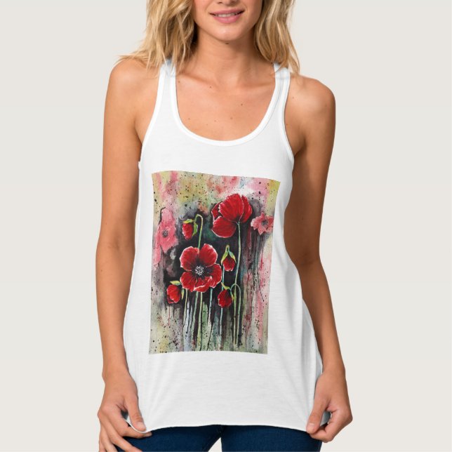 Mohnblumen in Aquarellen Tank Top (Vorderseite)