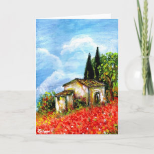 MOHNBLUMEN IN DER TUSKANA-LANDSCHAFT Rote Blumenfe Karte