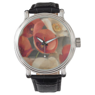 Mohnblumen in voller Blüte Armbanduhr