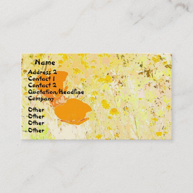 Mohnblumen-Kunst-Visitenkarte Visitenkarte (Vorderseite)