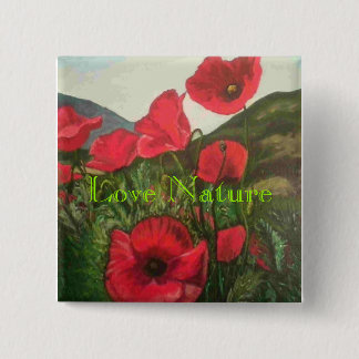 Mohnblumen, Liebe-Natur Button